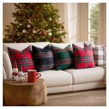 MIULEE Christmas Plaid Decorative Throw Pillow Covers Set of 2 Scottish Tartan Vintage Farmhouse Winter Cuhion Case Pillow Covers for Couch livingroom Sofa Bed Porch Home Decor 18x18inch White