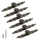 ESreake 6PCS Antique Bronze Cabinet Pulls with Plate,6.5 Long Vintage Zinc Alloy Handles Pulls Knobs for Drawer Furniture Door Bedroom Kitchen Cupboard with Screws (Small(6.5 L/3.8 CC))