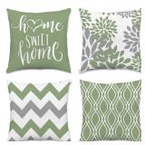 Hexagram Geometric Sage Green Pillow Covers 18x18 Set of 4, Decorative Outdoor Boho Modern Throw Pillow Covers, Home Sweet Home Farmhouse Cushion Case for Couch Sofa Bedroom Indoor Decor(No Insert)