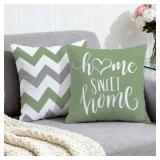Hexagram Geometric Sage Green Pillow Covers 18x18 Set of 4, Decorative Outdoor Boho Modern Throw Pillow Covers, Home Sweet Home Farmhouse Cushion Case for Couch Sofa Bedroom Indoor Decor(No Insert)