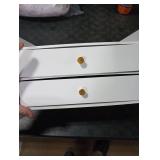 Bamboo Desk Organizer with Drawers Wooden Desktop Storage Organization Box for Bills Office Supplies Kitchen Utensils Organizing Tool for Home Classroom Vanity, No Assembly Required (2 Drawers, White)