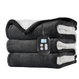 LaffyLo Electric Heated Blanket Full Size - 72x84, Soft Flannel Heating Blanket, 10 Heating Levels, 1-12 H Auto Shut Off, Breathable Warm and Washable for Bed, Dark Grey