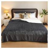 LaffyLo Electric Heated Blanket Full Size - 72x84, Soft Flannel Heating Blanket, 10 Heating Levels, 1-12 H Auto Shut Off, Breathable Warm and Washable for Bed, Dark Grey