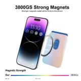 KRTALS Magnetic Wallet Cell Phone Card Holder for Phone Case with Mag-Safe, Stronger Magnetic RFID Leather Phone Wallet Stick on Series of iPhone 17/16/15/14/13/12 and Pro/Promax, Rainbow Color