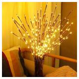 DK177 2 Pack Led Branch Light Battery Operated Lighted Branch Vase Filler Willow Tree Artificial Little Twig Power Brown 30 Inch 20 LED for Home Romantic Decoration, Warm White