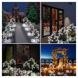 Upgrade Snowflake Solar Christmas Lights Outdoor - 2PACK 40LED Snowflake Pathway Lights for Outdoor Christmas Decorations,Waterproof Solar Garden Lights for Yard Xmas Party Decor(Cool White)