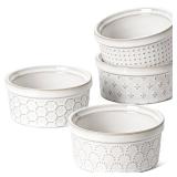 LE TAUCI Ramekins 4 oz Oven Safe for Creme Brulee, Charcuterie Boards Bowls for Souffle, Small Sauce Bowl, Ceramic Baking Dishes - 3.8 inch, Set of 4, Arctic White