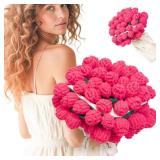 LOKOZ Rose Crochet Flowers Bouquet Blanket - Birthday Valentines for Girlfriend Wife, Galentines Mothers Day Birthday Gifts for Women Mom Her Friend Sister, Romantic for Wedding Home Decor 43 Inches