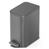 Cesun Small Bathroom Trash Can with Lid Soft Close, Step Pedal, 5 Liter / 1.3 Gallon Stainless Steel Garbage Can with Removable Inner Bucket, Waste Basket for Bathroom, Bedroom (Gray) DENTED ON 1 SIDE
