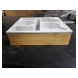 Hitseon Couch Cup Holder Tray, Handy Silicone Bamboo Couch Caddy with Rotatable Phone Holder for Bed Car Seat Organizer, Waterproof Anti-Spill Sofa Cup Holder for Snacks Beverage Remote (White)