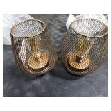 JHY DESIGN Set of 2 Metal Cage LED Lantern Battery Powered Cordless Accent Light with LED Great for Weddings Parties Patio Events for Indoors Outdoors