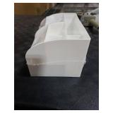 COMFYROOM Desk Organizer with 6 Compartments and 2 Drawers, Plastic Makeup Organizer, Pen Holder for Desktop Storage, Desk Organization for School, Home, Office Supplies (White)