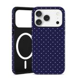 Jusy Compatible with MagSafe Polka Dot Case for iPhone 17 Pro Max, Cute Aesthetic Polka Dots Magnetic Phone Case, Soft TPU and Hard PC Protective Phone Cover for Women Girls (Matte), Navy Blue.