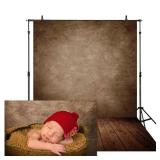 Allenjoy 5x7ft Soft Fabric Brown Wall with Wooden Floor Photography Backdrop Newborn Baby Photoshoot Abstract Portraits Photo Photographer Background Props
