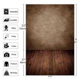 Allenjoy 5x7ft Soft Fabric Brown Wall with Wooden Floor Photography Backdrop Newborn Baby Photoshoot Abstract Portraits Photo Photographer Background Props