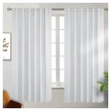 BGment White Curtains for Bedroom - 52 x 63 inch Rod Pocket and Back Tab Thermal Insulated Room Darkening Curtains for Living Room, 2 Panels Set, Greyish White