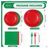 Greencian Christmas Red and Green Party Decorations Red and Green Paper Plates and Napkins Disposable Tableware Set for Christmas Xmas Holiday Birthday Party Supplies