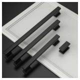 Amerdeco 10 Pack Matte Black Cabinet Hardware - 3-3/4 Inch(96mm) Hole Center Drawer Pulls for Kitchen, Bathroom & Dresser - ZH00013
