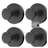 Ninth Five Shower Suction Cup Hooks, Heavy Duty Bathroom Wall Hooks for Towels, Robes, Loofahs, Removable Metal Hook for Tile Glass Mirror, No Drill(4 Pack, Black)