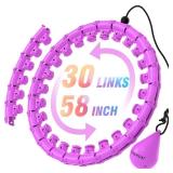 JKSHMYT Weighted Hula Circle Hoops for Adults Weight Loss, Infinity Fit Hoop Plus Size, 30 Detachable Links, Exercise Hoop for Women and Beginners (Purple)
