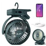 BLBS Rechargeable Camping Fan - 65H 12000mAh With Output Ports, Hanging Hook, 360 Head Rotation for Tents, Camp, Green