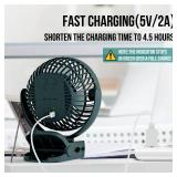 BLBS Rechargeable Camping Fan - 65H 12000mAh With Output Ports, Hanging Hook, 360 Head Rotation for Tents, Camp, Green