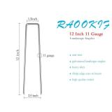 RAOOKIF 12 Inch Galvanized Garden Landscape Staples, 20/50/100/200Pcs Garden Metal Stakes, 11 Gauge Heavy Duty Ground Stakes for Decoration, Fence, Lawn, Fabric Pins