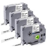 Womiten 4PK Tz Tape 12mm 0.47 Laminated Clear TZe-131 TZe131 Compatible for Brother Label Maker Tape 12mm 0.47 Clear TZ-131 1/2 inch x 26.2 ft, for P Touch PTD210 PTD200 PT-D220 PTH100 PTH110 1 OPENED