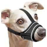 AiliStar Soft Dog Muzzle Mesh Pet Muzzle for Dogs Dog Muzzles with Reflective Stripe Prevent for Biting Barking Chewing Black Medium