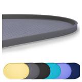 Yacee 100% Waterproof 0.5 Raised Edge BPA Free Silicone Dog Food Mat, Pet Cat Feeding Mats Contain Spills Protects Floors, Placemats for Cats and Dogs Water Bowl Dishwasher. (Large/XL, Gray)