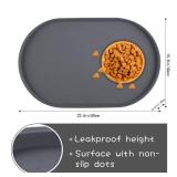Yacee 100% Waterproof 0.5 Raised Edge BPA Free Silicone Dog Food Mat, Pet Cat Feeding Mats Contain Spills Protects Floors, Placemats for Cats and Dogs Water Bowl Dishwasher. (Large/XL, Gray)