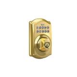 Schlage BE365 CAM 505 Camelot Keypad Deadbolt, Electronic Keyless Entry Lock, Bright Brass