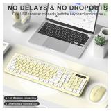 Wireless Keyboard and Mouse Combo, Full-Sized Wireless Keyboard and Adjustable DPI Mouse, 2.4GHz USB Receiver, Keyboard and Mouse for PC, Windows, Desktop, Laptop (Canary Yellow)