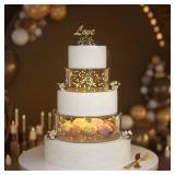 NPPLUS 2PCS Acrylic Fillable Cake Stand Cake Riser Cake Tier, Round Cylinder Display Riser Display Box, Decorative Centerpiece for Wedding Birthday Party (10 Dx4 H inch, 6 Dx4 H inch)