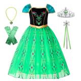 ReliParty Girls Princess Costume Dress up Green, with Accessories,150