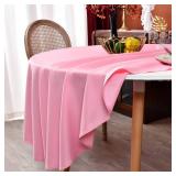 MEANMOY Pink 210 GSM Water & Stain Resistant Round Tablecloth for Circle Table - Solid Small 48 Inch Table Cloth Cover in Wrinkle Free Durable Washable Polyester Fabric for Wedding, Party, Banquet