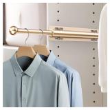 Supforce Valet Rod for Closet Pull Out, Retractable Slide Out Valet Rod Closet Organization, 12 Aluminum Valet Clothing Hanger Rods Perfect for Suits, Freshly Pressed Clothes, Gold