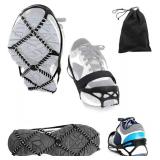 Ice Cleats,Highly Elastic Traction Cleats Grippers with Tape Straps and Storage Bag,Anti Slip Walk Traction Cleats for Hiking Walking on Snow and Ice (L:Women10-15/Men9-13/foot length255-297mm)