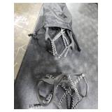 Ice Cleats,Highly Elastic Traction Cleats Grippers with Tape Straps and Storage Bag,Anti Slip Walk Traction Cleats for Hiking Walking on Snow and Ice (L:Women10-15/Men9-13/foot length255-297mm)