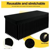 Smiry Spandex Tablecloth, Elastic Fitted Stretch Tablecloth for 5FT Rectangle Tables, Waterproof Washable Table Cover Skirt for Outdoor, Wedding, Banquet & Parties (Black, 60Lx36Wx30H Inch)