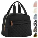 ELONGRIVER Insulated Lunch Bag for Women, Portable Lightweight Lunch Box for Adults, Reusable Small Lunch Tote Cooler Bags with Front Zipper Pocket for Work School Picnic(Black)