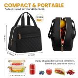 ELONGRIVER Insulated Lunch Bag for Women, Portable Lightweight Lunch Box for Adults, Reusable Small Lunch Tote Cooler Bags with Front Zipper Pocket for Work School Picnic(Black)