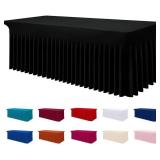 Smiry Spandex Tablecloth, Elastic Fitted Stretch Tablecloth for 5FT Rectangle Tables, Waterproof Washable Table Cover Skirt for Outdoor, Wedding, Banquet & Parties (Black, 60Lx36Wx30H Inch)