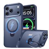 Xitufine Designed for iPhone 17 Pro Max Case, with 360° Magnetic Stand [Compatible with MagSafe] [Military Drop Protection] Shockproof Translucent Matte Case for 17 Pro Max 6.9, Deep Blue