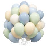 Dusty Blue Green Balloons, 50Pcs 12 Inches Baby Blue Light Green Sand White First Birthday Balloons for Boys First Birthday Decoration Party Baby Shower Graduation Decorations