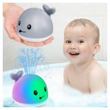Gigilli Bath Toys for Kids Ages 1-3, Baby Bath Toys 1 2 3 Year Boy Girl Valentines Gifts for Babies 6-12-18 Months, Light Up Whale Bath Toy Sprinkler Toddler Birthday Bathtub Fountain Pool Water Toy