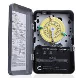 T101 Mechanical Timer Switch 24-Hour Heavy Duty 120V 40A SPST, Metal Enclosure with Manual Override & Trippers, 12 ON/Off Cycles - for Pool Pumps, Lights, Water Heaters, Fans, HVAC Systems