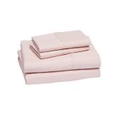 Amazon Basics Lightweight Super Soft Easy Care Breathable, Wrinkle Resistant, Machine Washable Microfiber 4-Piece Bed Sheet Set with 14-Inch Deep Pockets, King, Blush Pink, All-Season