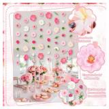 K KUMEED 8 PCS Artificial Flowers Hanging Decorations,Pink Hanging Flowers Garland with Hooks Spring Party Decorations for Wedding Party Background Birthday Baby Shower Home Birthday Decorations