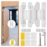 Lipshome 6 Hidden Door Hinge/Concealed Hinges,Invisible Hinges,Invisible Door Silent 180 Degree Swing Hinge 3-Way Adjustable Butt 6 x 2.5 x 1inch (Pack of 2) (White 6 inches)